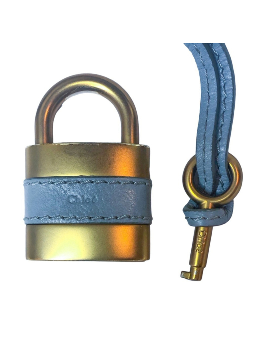 Chloé Paddington Blue Gray Leather Gold Hardware Padlock and Key Replacement